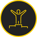 Person standing at the top of a podium